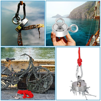 Imán de neodimio de doble cara, diámetro 75 mm, fuerza de tracción de 150 kg.