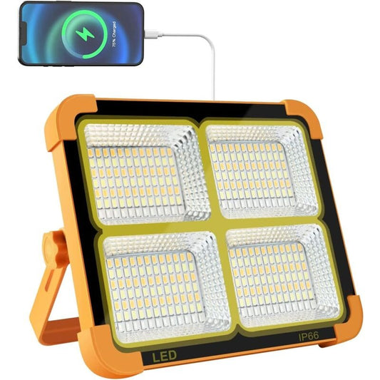 Solar Panel LED Flood Light 100W Emergency Portable Light & Power Bank For Mobile Phones Charging